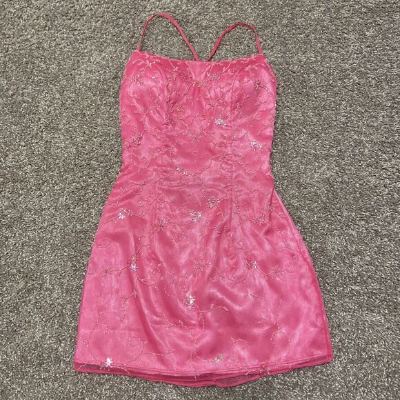 Alyce Designs Pink Beaded Mini Dress - Size 2 - Picture 1 of 5